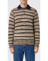 Sacai - Striped Cotton Knit Polo Shirt - Lyst