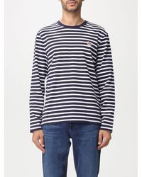 Maison Kitsuné - T-shirt In Striped Cotton With Patch - Lyst