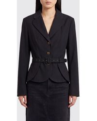 Vivienne Westwood - Cropped Slim Fit Cotton Blazer With A Waist Belt - Lyst