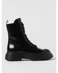 Hogan - H619 Combat Boots In Brushed Leather - Lyst