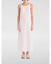Momoní - Momon&Igrave A-Line Linen Midi Dress With Off-The-Shoulder Design And Back Slit - Lyst