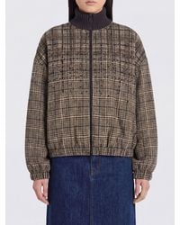 Brunello Cucinelli - Relaxed Fit Prince Of Wales Wool Bomber Jacket With Sequins - Lyst