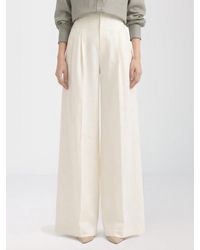 Brunello Cucinelli - Linen Blend Wide-Leg Trousers - Lyst