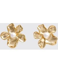 Self-Portrait - Flower-Shaped Pendant Earrings With Crystals And Pearls - Lyst