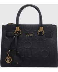 Liu Jo - Grained Faux Leather Handbag With Monogram And Logo Charm - Lyst