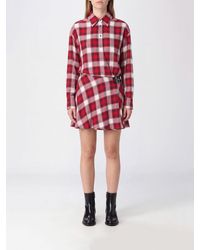 Pinko - Check Viscose Mini Shirt Dress With Wrap Closure - Lyst