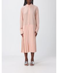 TOTEME - Pleated Silk Midi Shirt Dress With Classic Collar - Lyst