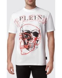 Philipp Plein - Baumwoll-Rundhals-T-Shirt Mit Totenkopf-Print Und Kontrast-Logo - Lyst