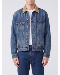 JW Anderson - Cotton Denim Jacket With A Corduroy Collar - Lyst
