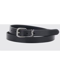 Saint Laurent - Cassandre Slim Calfskin Leather Belt With Ysl Monogram - Lyst