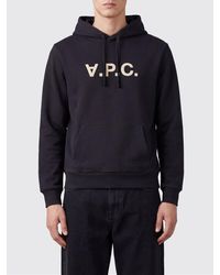 A.P.C. - Cotton Logo Hoodie With Kangaroo Pocket - Lyst