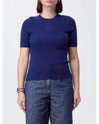Fendi - Ff Monogram Ribbed Cotton Short-Sleeve Knit Top - Lyst
