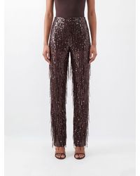 FEDERICA TOSI - High-Waisted Straight-Leg Trousers With Sequins And Beads - Lyst