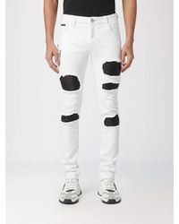 Philipp Plein - Skinny-Fit Distressed Effect Cotton Denim Jeans - Lyst