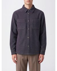 Les Deux - Recycled Wool Blend Shirt Jacket With Applied Logo - Lyst