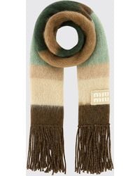 Miu Miu - Striped Wool Blend Scarf - Lyst