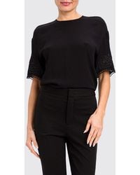Twinset - Short-Sleeved Viscose Top With Embroidered Lace Inserts By - Lyst