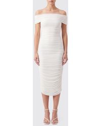 Norma Kamali - Draped Off-The-Shoulder Jersey Midi Sheath Dress - Lyst