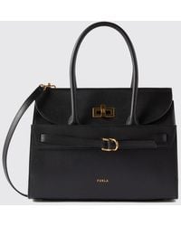 Furla - Smooth Leather Handbag With Double Handle And A Removable Strap - Lyst