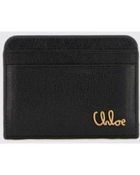Chloé - Chlo&Eacute Grained Leather Card Holder With Metal Logo And Five Slots - Lyst