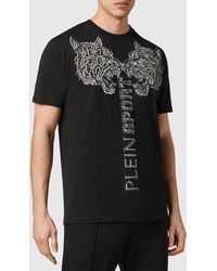Philipp Plein - Cotton T-Shirt With Graphic Print And Contrast Logo - Lyst