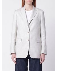 Tagliatore - Single Breasted Cotton And Linen Blend Blazer - Lyst