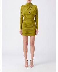 Balmain - Draped High-Neck Viscose Sheath Mini Dress - Lyst
