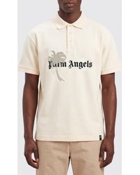 Palm Angels - Short-Sleeved Cotton Polo Shirt With Contrast Logo And Ribbed Collar - Lyst
