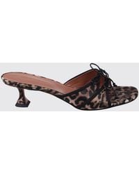 AMINA MUADDI - Eleonora Animalier Satin Mules With A Low Spool Heel - Lyst