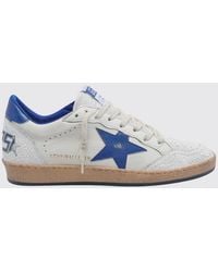 Golden Goose - Ball Star Distressed Leather Trainers With Contrasting Logo - Lyst