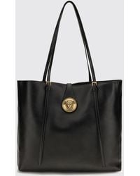 Versace - Large Lambskin Leather Tote Bag With Medusa Logo - Lyst