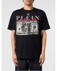 Philipp Plein - Cotton T-Shirt With Graphic Print And Contrast Logo - Lyst