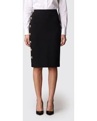 Versace - High-Waisted Stretch-Viscose Midi Pencil Skirt With Buttons - Lyst