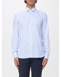 Brooksfield - Structured Striped Cotton Shirt With French Collar - Lyst
