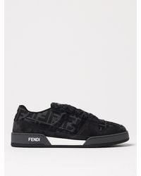 Fendi - Match Suede And Cotton Blend Sneakers With Ff Jacquard Monogram - Lyst