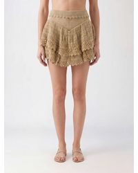 Isabel Marant - Flared Crochet Mini Skirt With Ruffles And Beaded Applications - Lyst
