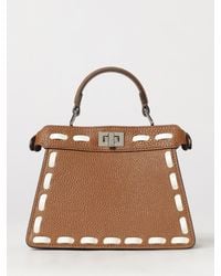 Fendi - Mini Peekaboo Iseeu Hammered Bag With Contrast Stitching - Lyst