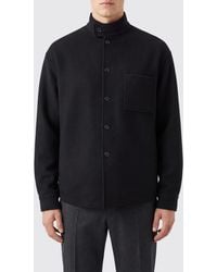Giorgio Armani - High-Neck Cashmere-Blend Shirt Jacket With Patch Pockets - Lyst