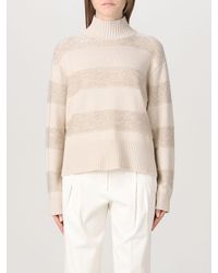 Brunello Cucinelli - Sweater In Wool Blend With Dazzling Mohair Stripes - Lyst