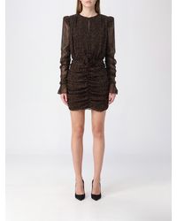 ROTATE BIRGER CHRISTENSEN - Animal Print Crêpe Mini Dress With Long Sleeves And Flower Appliqué - Lyst