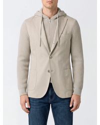 Eleventy - Strickblazer Aus Wolle Mit Kapuze Und Revers - Lyst