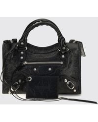 Balenciaga - Le City Arena Lambskin Handbag With Studs And Shoulder Strap - Lyst