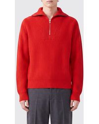 Jil Sander - Pullover Mit Hohem Kragen Und Halbem Reißverschluss Aus Reiner Wolle - Lyst