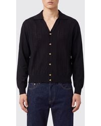 Versace - Long-Sleeved Silk And Cotton Knit Polo Shirt - Lyst