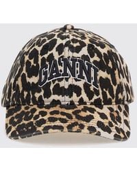 Ganni - Animal-Print Organic Cotton Baseball Cap With Logo - Lyst