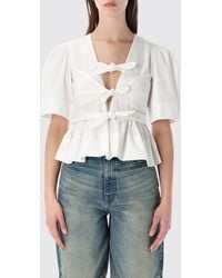 Ganni - Organic Cotton Top With Bows - Lyst