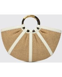 Coccinelle - Shell Raffia And Grained Leather Bag - Lyst