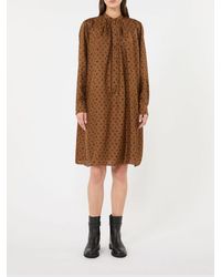 Max Mara - Monogram Print Silk Mini Shirt Dress With Mandarin Collar - Lyst