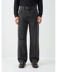 Purple - Straight-Fit Distressed Cotton Denim Jeans With Worn Effect - Lyst