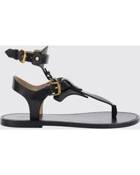 Isabel Marant - Low-Heeled Calf Leather Thong Sandals With Ankle Strap - Lyst